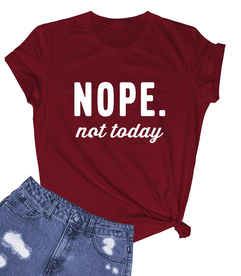 YITAN Women Graphic Cute T Shirts Girl Tees Wine Red Large - Image 1